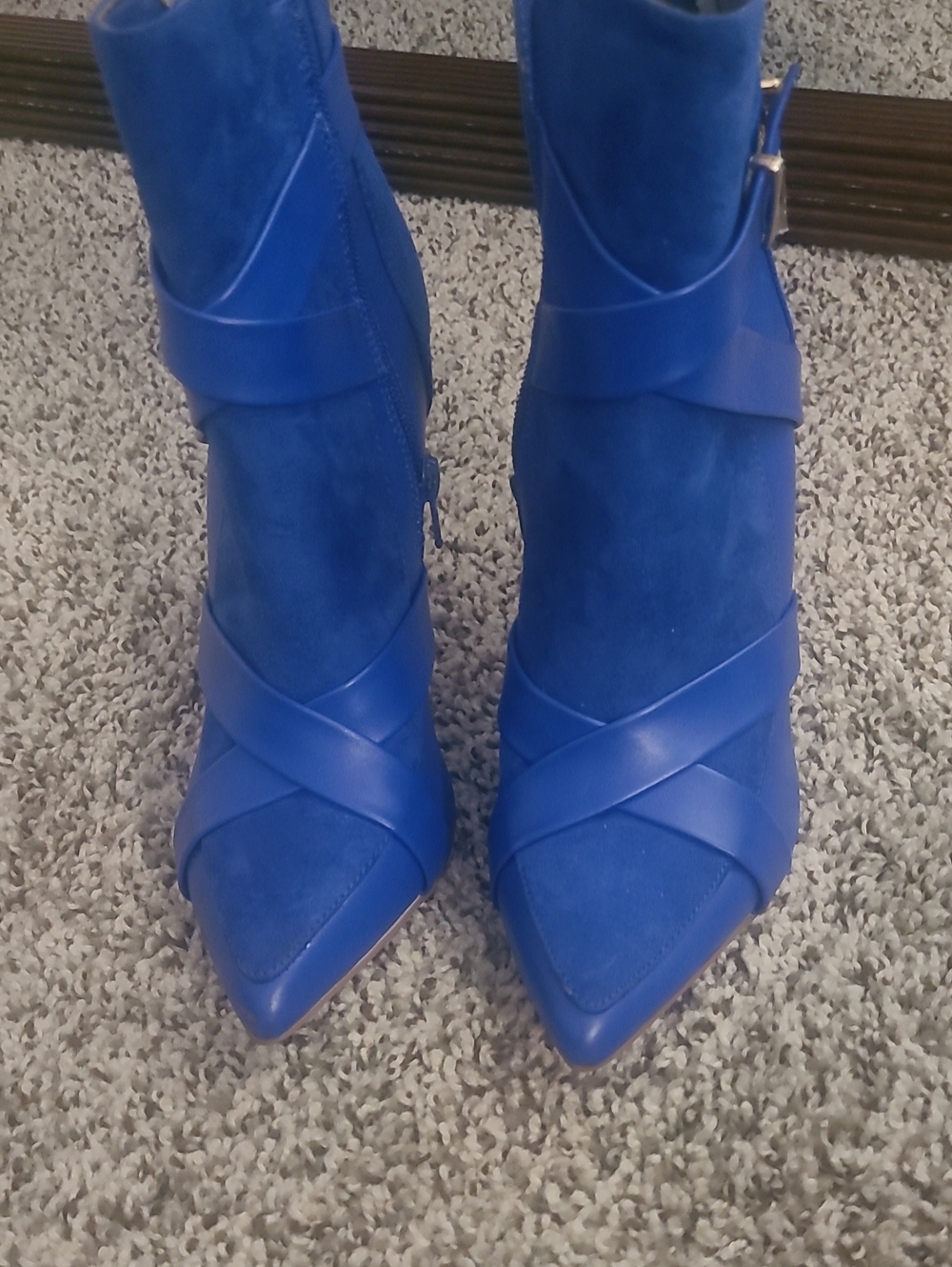 Shoe Dazzle Electric Blue Pointed-Toe Ankle Boots